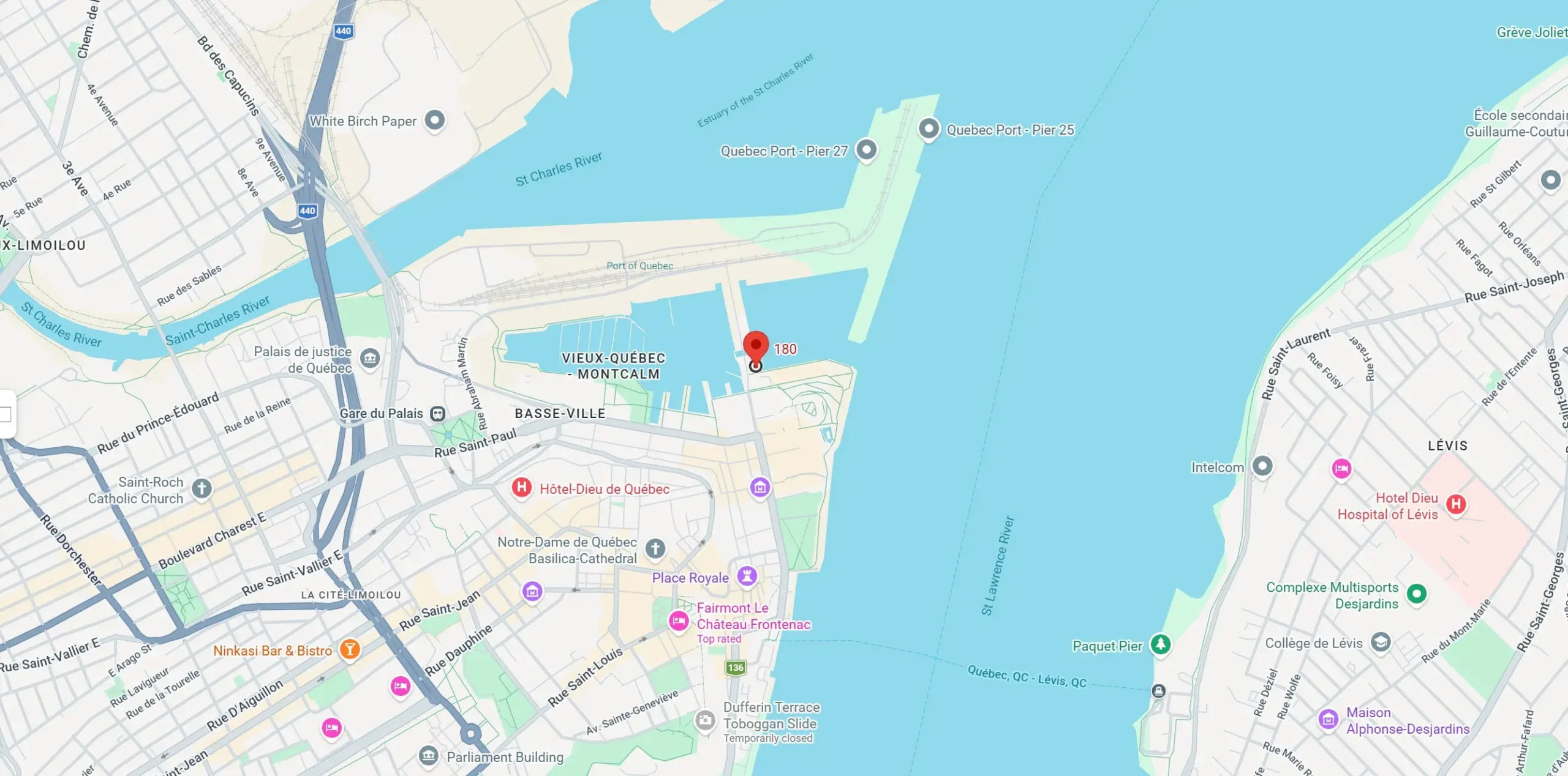 Emplacement de la carte pour le bureau de Québec